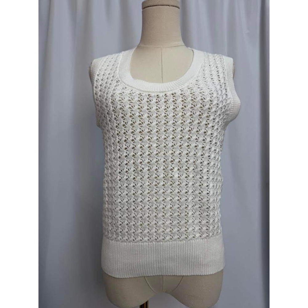 Varley Snow White Pointelle Knit Sweater Vest Anthropologie Womens Small NEW